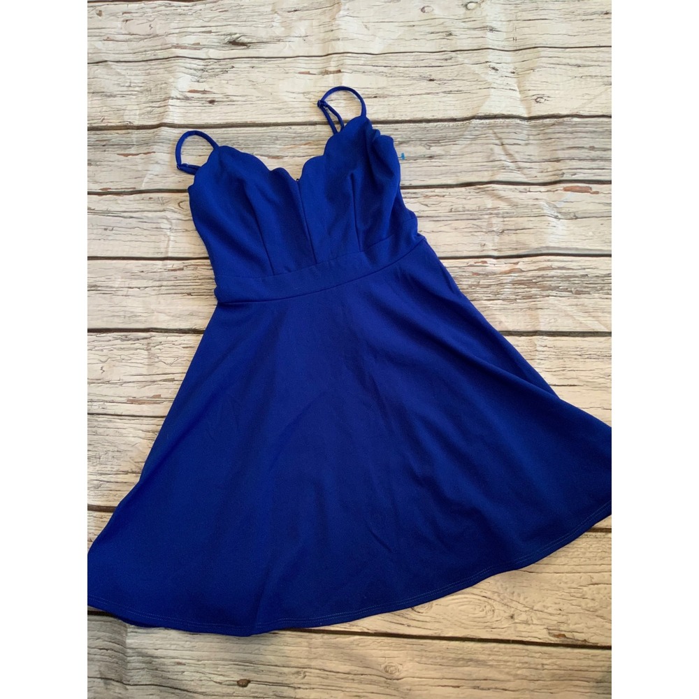 B. Darlin Royal Blue Scalloped Sweetheart Fit and‎ Flare Mini Dress Size 1/2